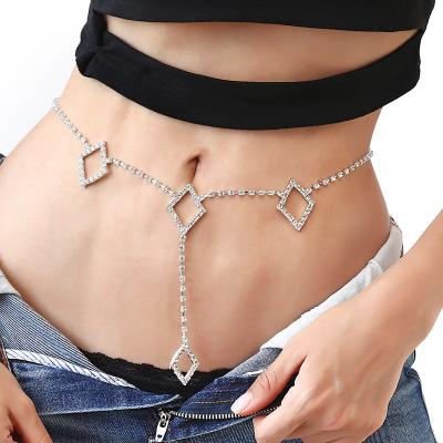 China FASHIONABLE Waist Chain Body Chain Diamond Rhinestone Simple Geometric Women Body Chain Belly Chain For Women for sale