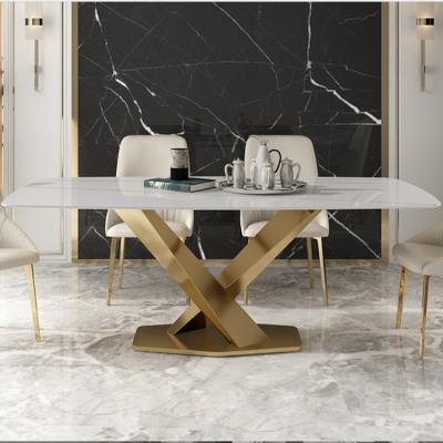 China 6 Seater Modern Luxury Italian Rectangular Dining Table Marble Dining Room Set for sale