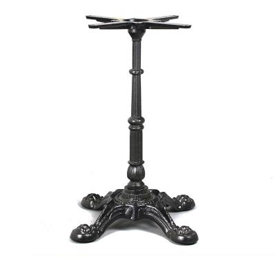 China Post-modern antique industrial cafe trumpet crank leg metal furniture restaurant cast iron dining table base outdoor wrought iron for sale