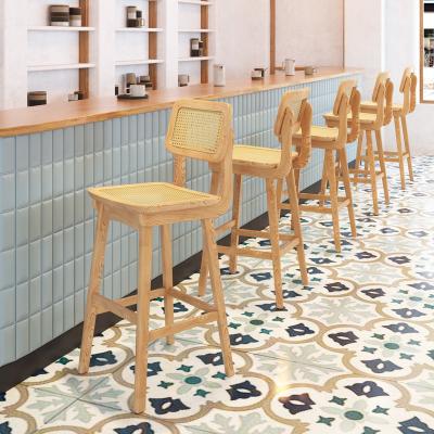 China Feance Industry Rattan Post-modern Solid Cane Bar Stool Dining Table Chair And Ash Restaurant Common Bar Chairs for sale