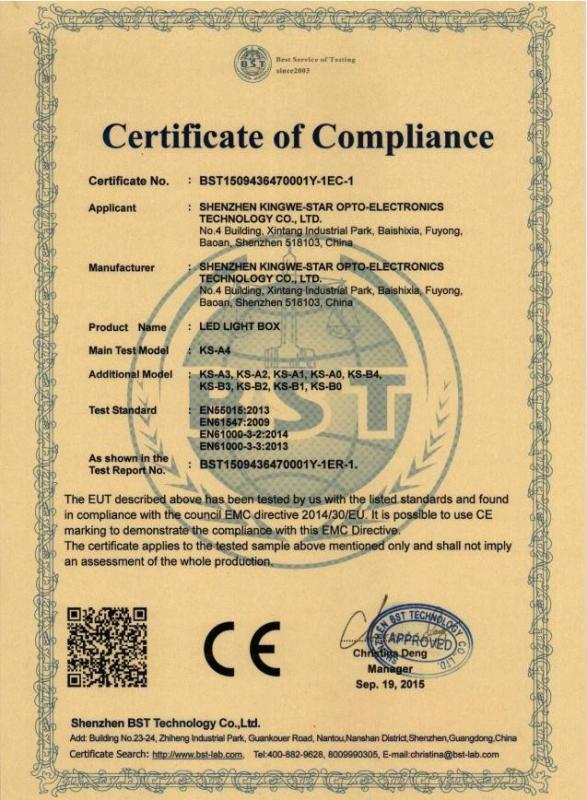 CE-EMC - SHENZHEN KINGWE-STAR OPTO-ELECTRONICS TECHNOLOGY  CO, LTD.