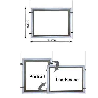 China Snap Frame Crystal Light Box A4 Size Crystal Window Display Hanging Lightbox for sale