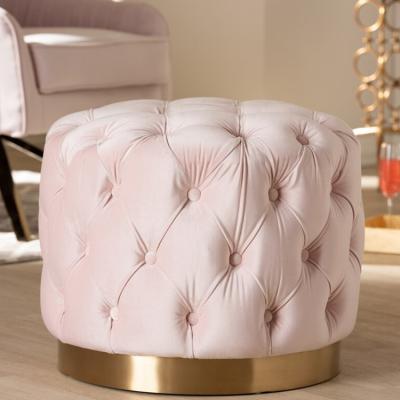 China Wholesale Luxury Italian Design Stool Bench Velvet Stool Cute Tufted Round Stool Foldable for sale