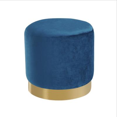 China Foldable Round Velvet Fabric Metal Base Gold Stool Home Bench for sale