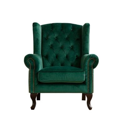 China Leisure Foldable Wooden Tufted Accent Armchair Fabric Living Room Chair Furniture Single Living Room Sofa for sale