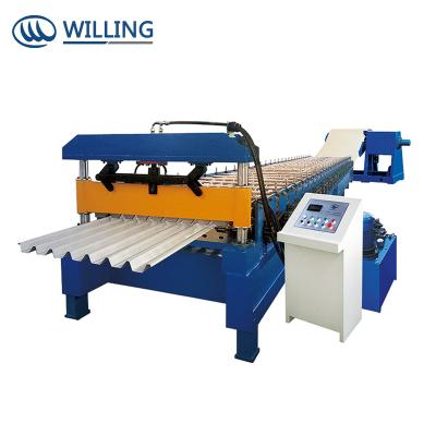 China Building Material Shop Corrugated Metal Iron Roofing Sheet Roll Forming Making Machine for sale