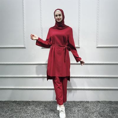 China Dubai Breathable Simple Soft Crepe Material Fashion Women Fashion Women Muslim Suit for sale