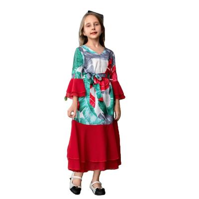 China Breathable Shrimp Skin Dress Breathable Skin Parent Child Mother Daughter National Day Middle East Turkish Girl Dress for sale