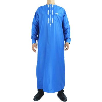 China Hot Selling Solid Color Polyethersulfone Polyester Stand Collar Long Sleeves Thobe Kanzu Men Muslim Dress Islamic Clothing For Men for sale