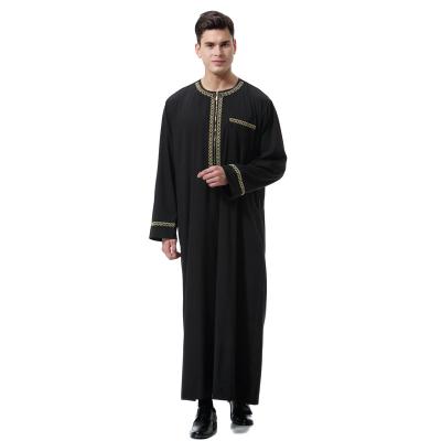 China Polyethersulfone Men Loose Long Sleeve Stand Collar Jubba Thobe Kaftan Long Dresses Vintage Clothing Long Muslim Islamic Long Dresses Leisure for sale