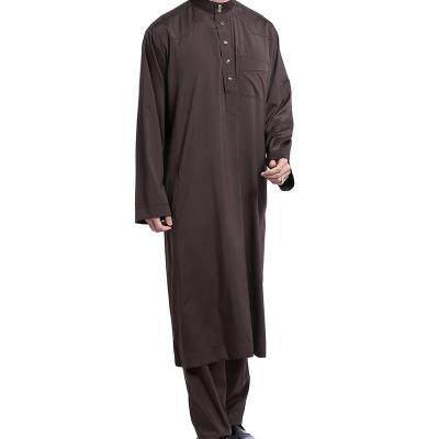 China Jalabiya of Polyethersulfone short sleeve solid color men's long robe TH809 Middle East and Turkey men's Muslim abaya designs for sale