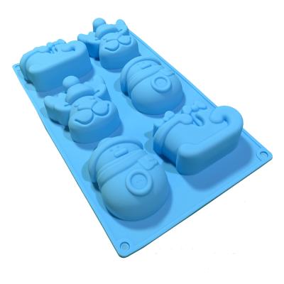 China 6 Cavity Christmas Elks Snowman Silicone Cake Mold Fondant Tool Viable Baking Molds for sale