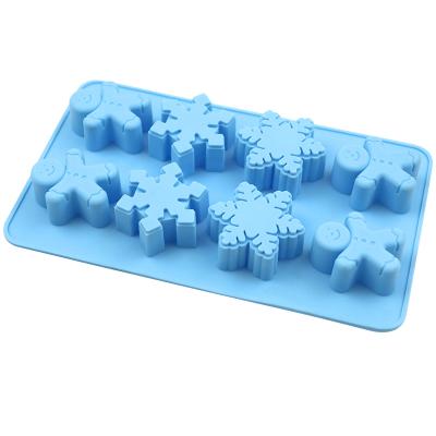 China 8 Cavity Silicone Snowman Elks Cake Mold Fondant Tool Flake Viable Baking Molds for Kitchen for sale