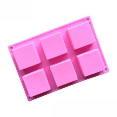 China Viable Square 6 Cavity Silicon Cake Biscuit Silicone Mold Fondant Tool Soap Baking Molds for sale