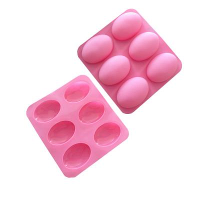 China DIY 6 Cavity Viable Oval Shaped Goose Egg Soap Silicone Mold for sale