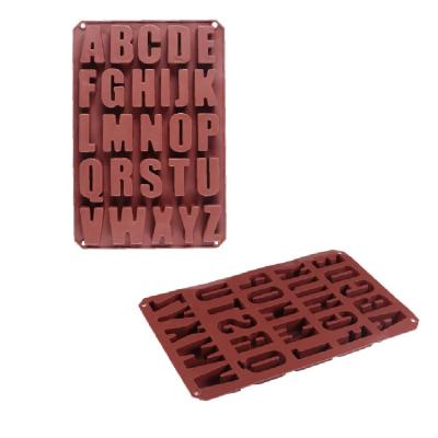 China Ice Cube Tray 26 BIG Viable Silicone Chocolate Mold Fondant Tool Chocolate Chips Letter and English Alphabet for sale