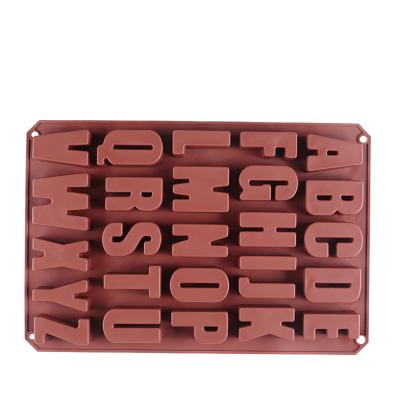 China 26 Viable LARGE English Letter Silicone Mold Fondant Tool Chocolate Chips And Alphabet Ice Cube Tray for sale