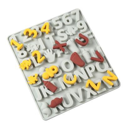 China 26 Viable Large English Letter And Number Silicone Chocolate Mold Fondant Tool Chocolate Chips And Alphabet Ice Cube Tray for sale