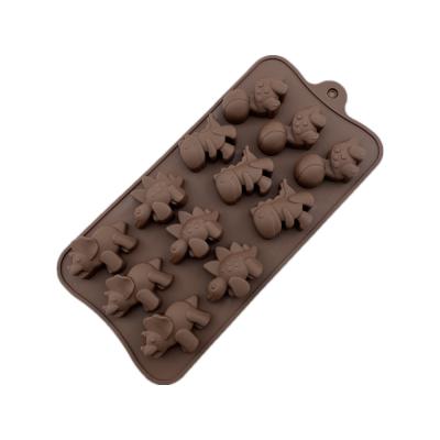 China 12 Cavity Dinosaur Shape Chocolate Silicone Mold Fondant Tool Ice Cube Tray Candy Truffle for sale