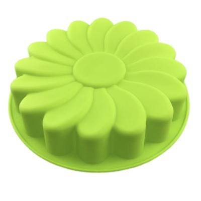 China Viable 9 Inch Round Flower Silicone Cake Mold Fondant Tool for sale