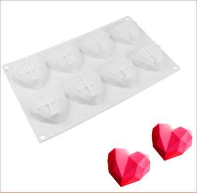 China Viable 8 Cavity Love-Heart Silicon Cake Cookie Mold Fondant Tool Soap Baking Molds for sale