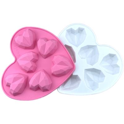 China Viable 6 Cavity Love-Heart Silicon Cake Cookie Mold Fondant Tool Soap Baking Molds for sale