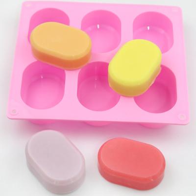 China Stocked Diy Jelly Pudding Mold Manual Bread Oval Mold 6 Cavity Silicone Mousse Yogurt Decorating Cake Mold for sale