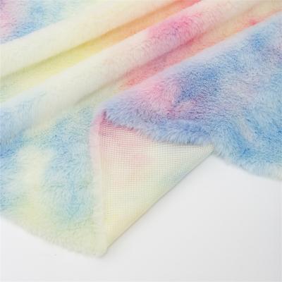 China Processing and Manufacturing Material Stock Manufacturer Sheared Stock Hot Dye Knotting Rabbit Plush Fabric Faux Fur Plush Fabric for sale