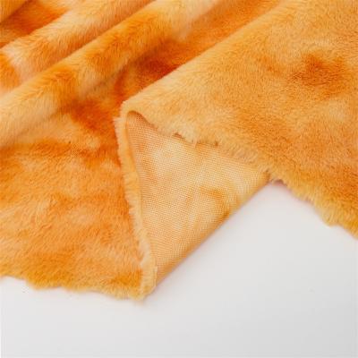 China Factory Processing And Manufacturing Suede Elegant Knitted Hood Luxurious Tie Dye Rabbit Plush Fabric Leopard Jacquard Faux Fur Animal Fabric for sale