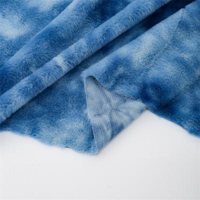 China Fashion decoration processing and manufacturing rainbow beautiful suit sheepskin dye knotting rabbit plush fabric plush cover fabric for sale