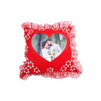 China Sustainable Red Customizable Heart Shaped Printing Sublimation DIY Pillow Case for sale