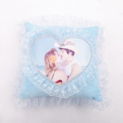 China New Sustainable Green Edge Lace Soft Plush Sublimation Pillow Case for sale