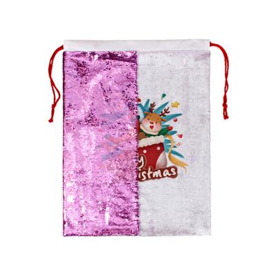 China Pocket Gift Bag Shopping Bag White High Quality Polyester Cotton Drawstring Bag Custom Shopping Group for sale