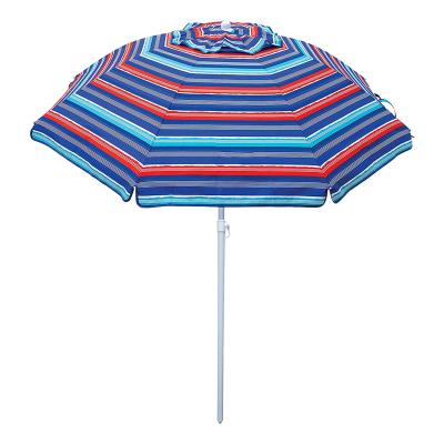 China Factory Direct 1.8m Modern Outdoor 2m Patio Aluminum Stripe Printed Beach Tilt Umbrella Sun Shelter for sale