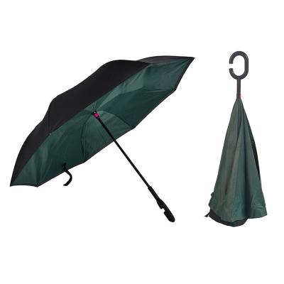 China Modern Custom Logo 23inch 8 Ribs Inverted Manual Straight Reverse Umbrella Double Layer Outdoor Umbrella For Car for sale