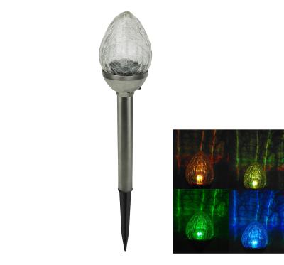 China Glass Solar Powered Garden Color Changing Crack LED Garden Stake Lights for sale