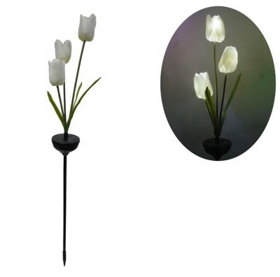 China Garden Tulip Flower Solar Led Decorative Outdoor Waterproof Lawn Lights Garden Lamp 1year Warranty Plastic Solar Power Charging for sale