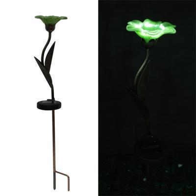 China Warehouse glass flower led solar light decoration CE/ROHS ni-mh/cd solar light decoration metal sheet Ni-MH battery garden outdoor battery sensor for sale