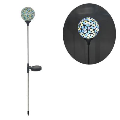 China Outdoor GARDEN Mosaic Glass Ball Stake Solar LED Garden Light for sale