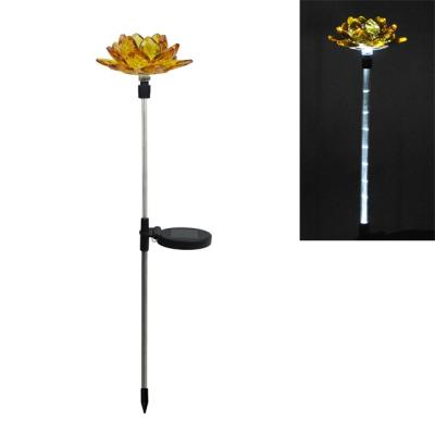 China Outdoor Used Acrylic Fiber Garden Stake Flowerbed Solar Led Lotus Light for sale