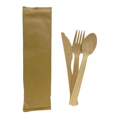 China Disposable Organic Sustainable Bamboo Disposable Cutlery With Napkin For Party for sale