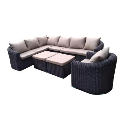 China Luxury UV Durable Weather-Resistant PE Wicker Pad Outdoor Rattan Garden Corner Sectional Sofa Set Aluminum For Patio for sale