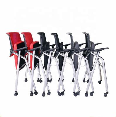 China (Size)Nice price adjustable folding mesh nesting training room chair with writing tablet and casters for sale