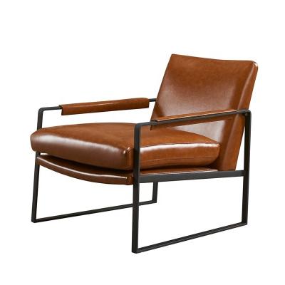 China Hot Nordic Metal Frame Living Room Armchair Extended Skinny Leather Back Scandinavian Design for sale