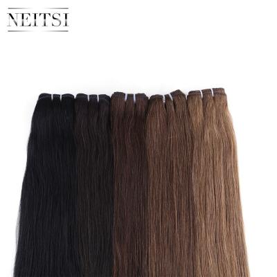 China Neitsi Machine Silky Straight Hair Weft Brazilian Remy Natural Straight Weaving Bundles 100g per sew in human 20 24 inch in stock for sale