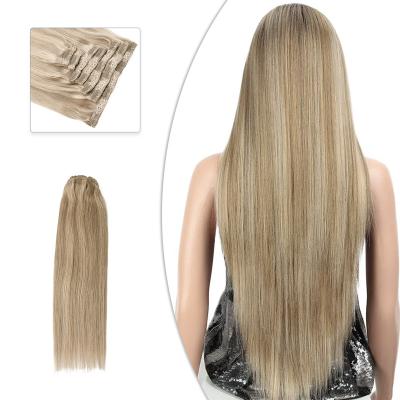 China Neitsi Silky Straight Clip In Ombre Honey Blonde Dark Brown Thick Synthetic Wigs Long Wavy Hair Extensions Hair Extensions for sale