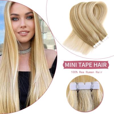 China Neitsi Silky Straight Mini Tape In Extensions Real Hair Extensions Seamless Cuticle Straight 100% Natural Skin Weft Hair Aligned Hair for sale