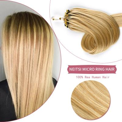 China Neitsi Silky Straight Nano Hair 1g/Stand Remy Seamless Blonde Brown Soft Micro Ring Hair Extensions Human Loop Keratin European Bond 20 Inches for sale