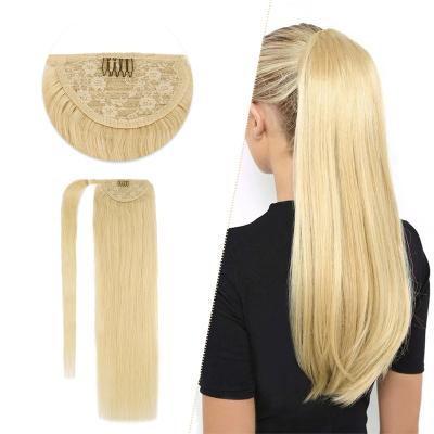 China Neitsi Silky Straight Clip In Ponytail Hair 100% Brazilian Remy Curly Cuticle Lined Velcro Curly Hair Ponytail Extens for sale