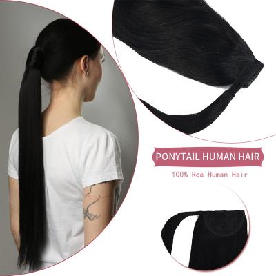 China Neitsi Silky Straight Wrap Around Ponytail Clip In 80g/100g Remy Pony Tails Extensions Machine Made For White Women No Claw Clip for sale